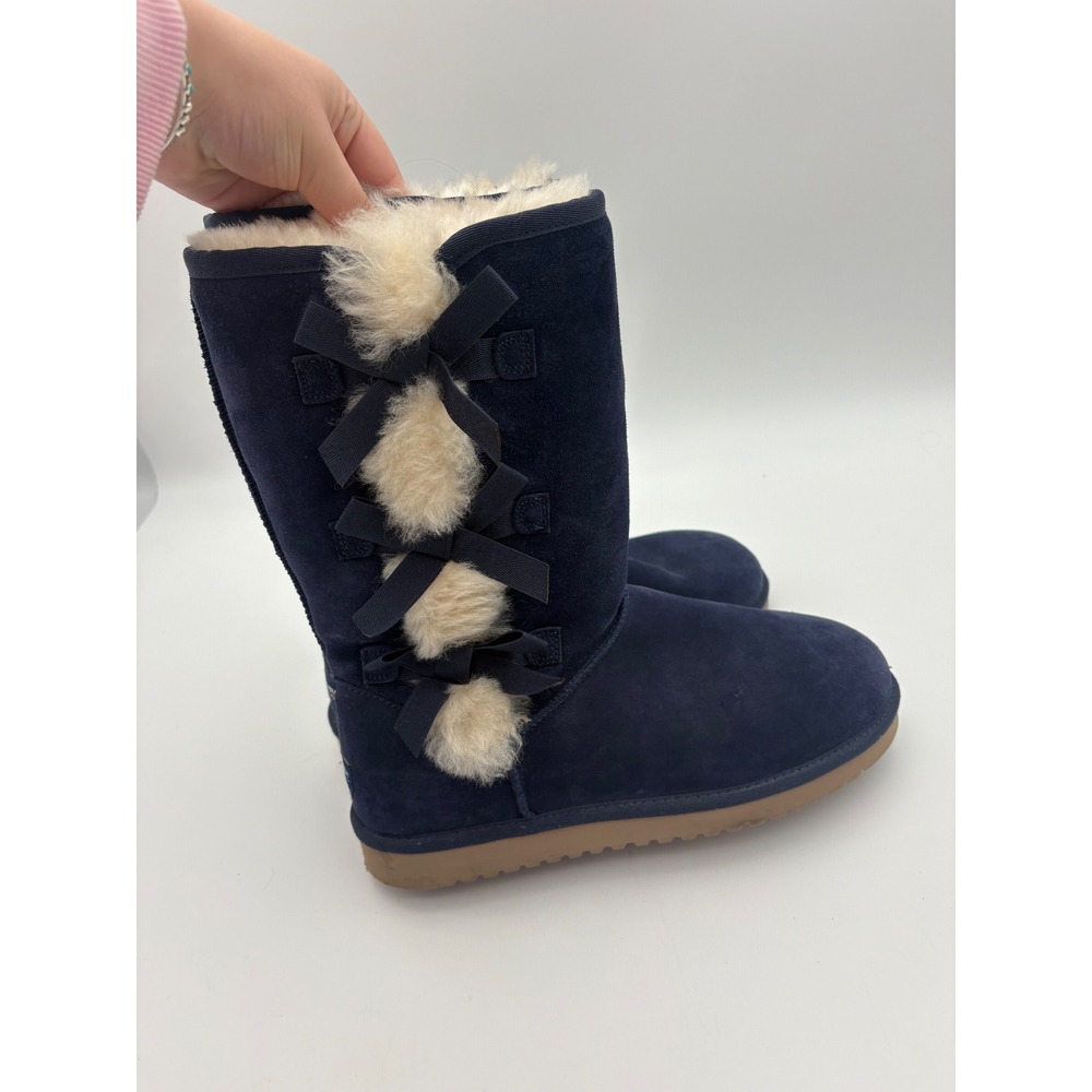 Koolaburra by UGG Victoria Tall Navy Blue Suede Bow Boots 1015875 Womens 10